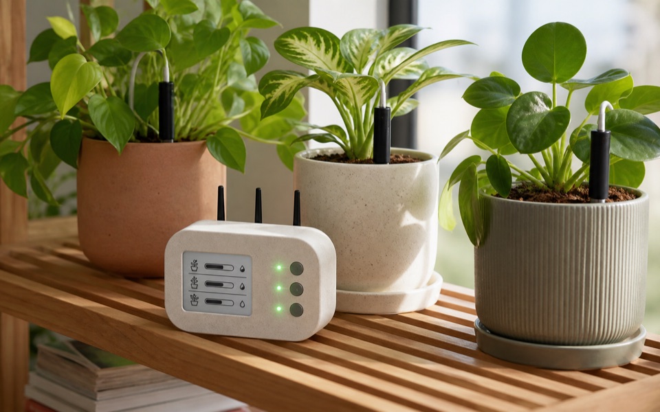 多盆植物健康网关概念外观